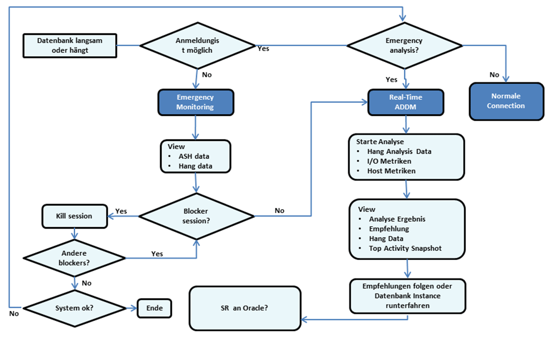Abb.4: Emergency ADDM-Ablauf in Anlehnung an Oracle Dokumentation. © Angelika Gallwitz