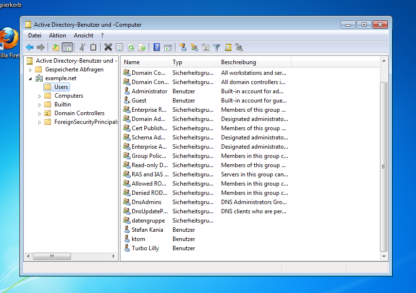 Abbildung 1: Samba 4 - Übersicht Active Directory