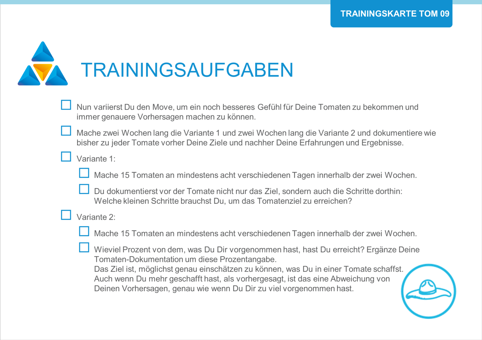 Abb.13: "Aufdrehen – Fertig – Los" – Journeyman Level – Vorderseite. © Agile Moves Team 