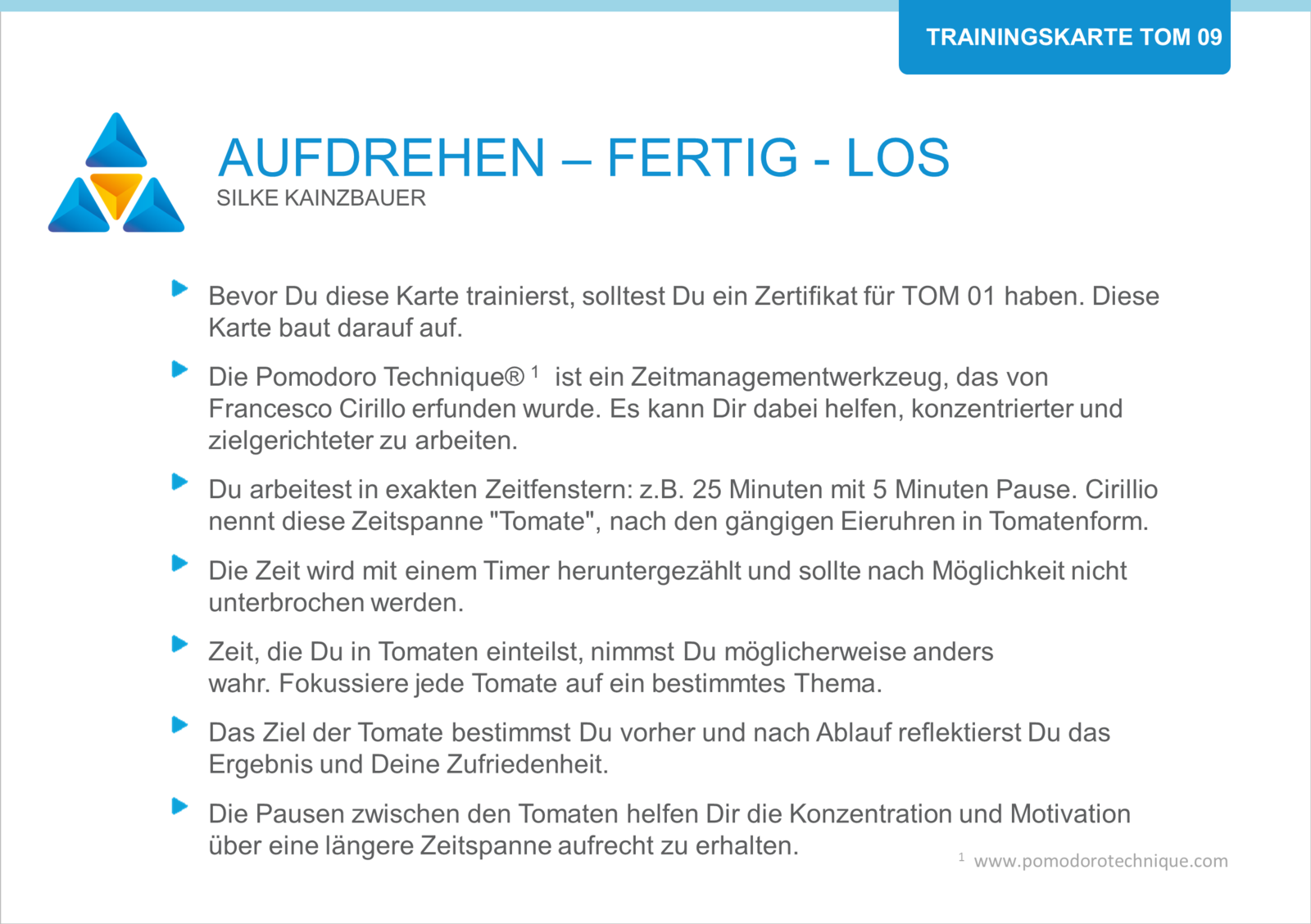 Abb.14: "Aufdrehen – Fertig – Los" – Journeyman Level – Rückseite. © Agile Moves Team 
