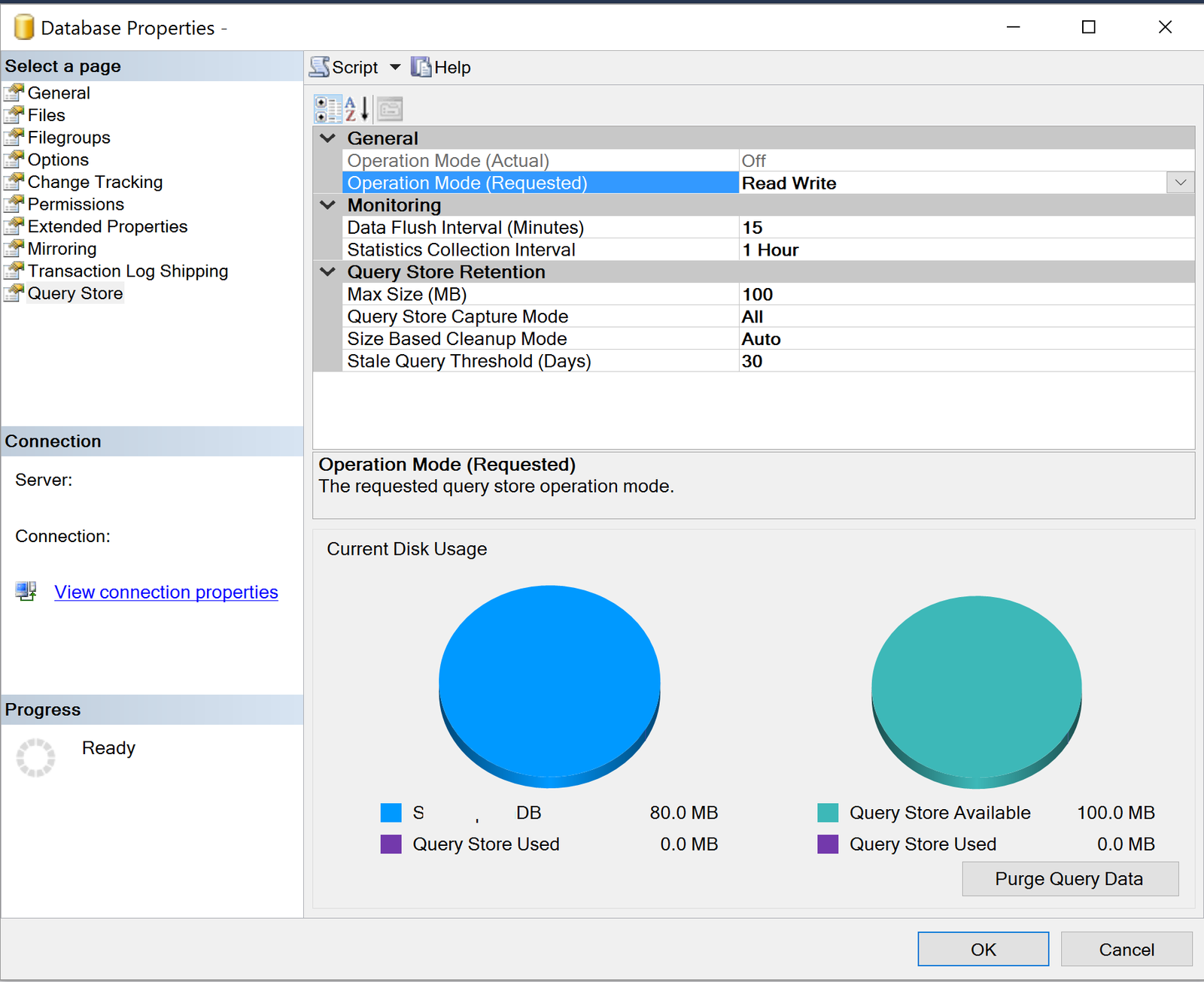 Abb.1: Query Store-Einstellungen in SSMS. © William Durkin