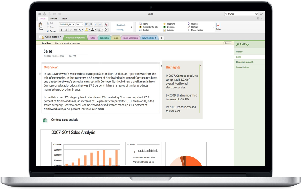 Screenshot von Office One Note © Microsoft